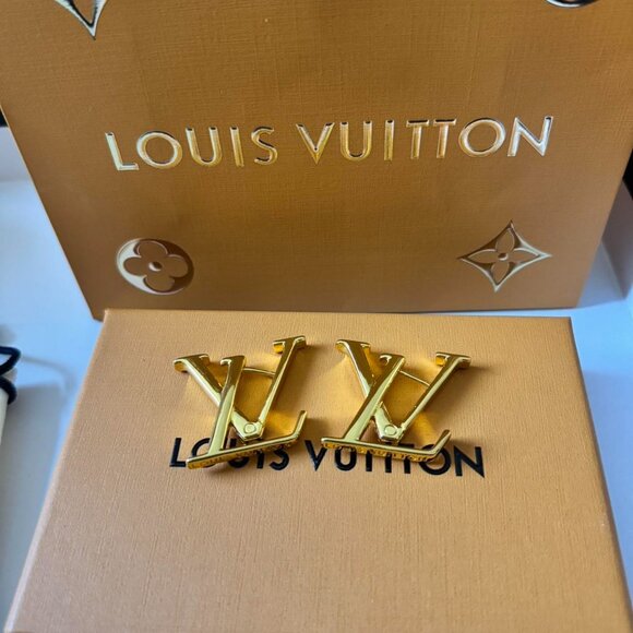 LV Louis Vuitton gold earrings - Picture 3 of 3